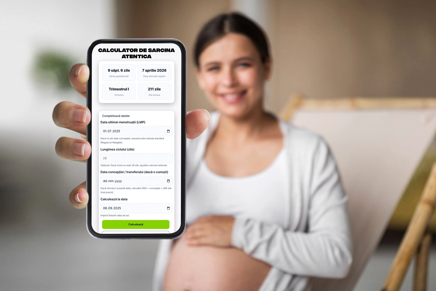 Calculator de sarcină 2025: Află rapid vârsta gestațională și data estimată a nașterii